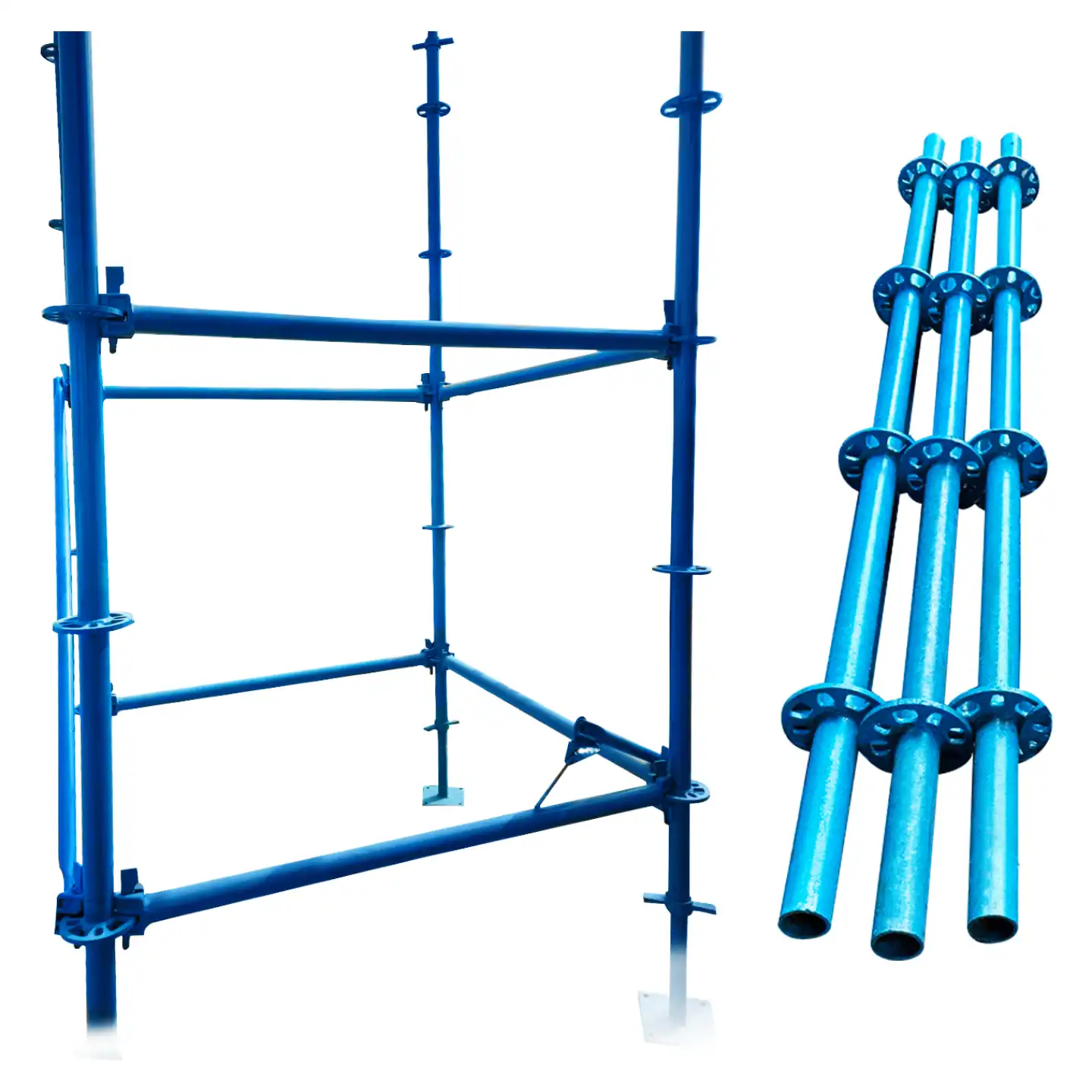 High-resolution ringlock scaffolding system for versatile, secure structural support.