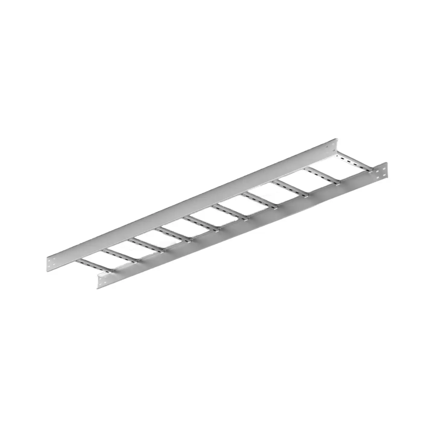 High-resolution stainless steel cable ladder for corrosion-resistant cable management.