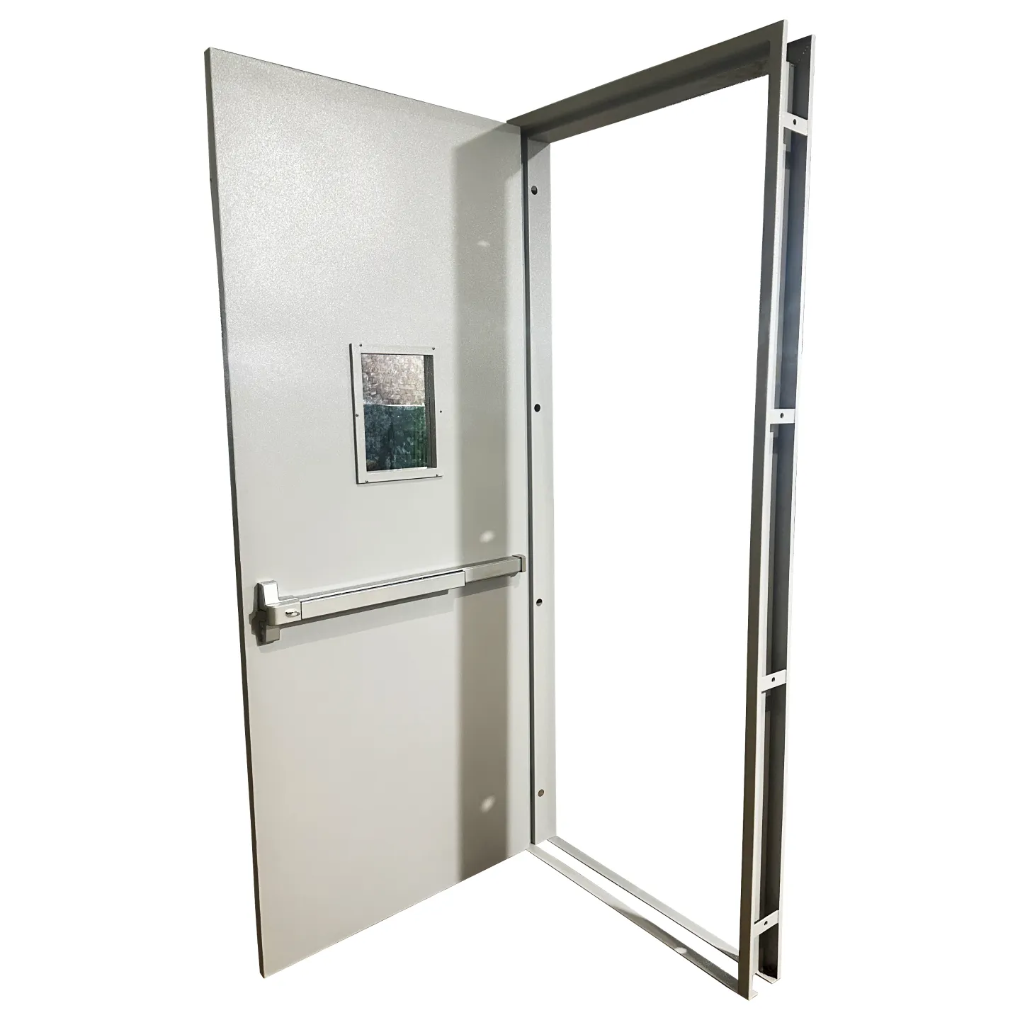 High-resolution steel door for secure, durable building access.